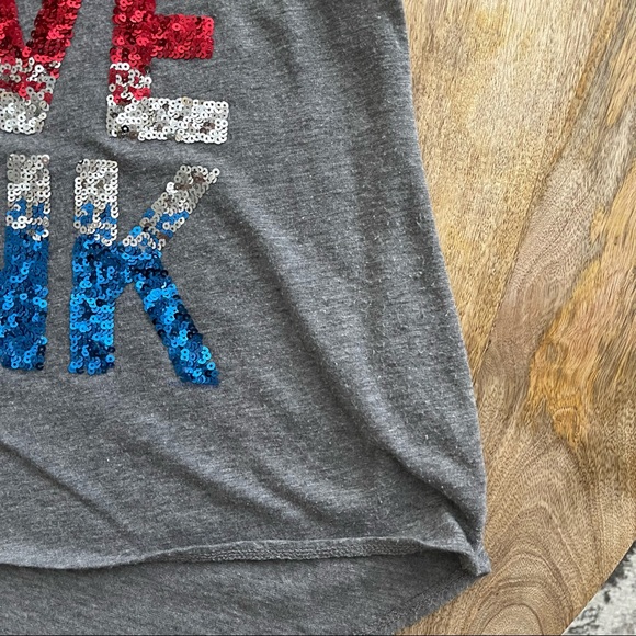 PINK red white and blue sequin tank top - Picture 4 of 7